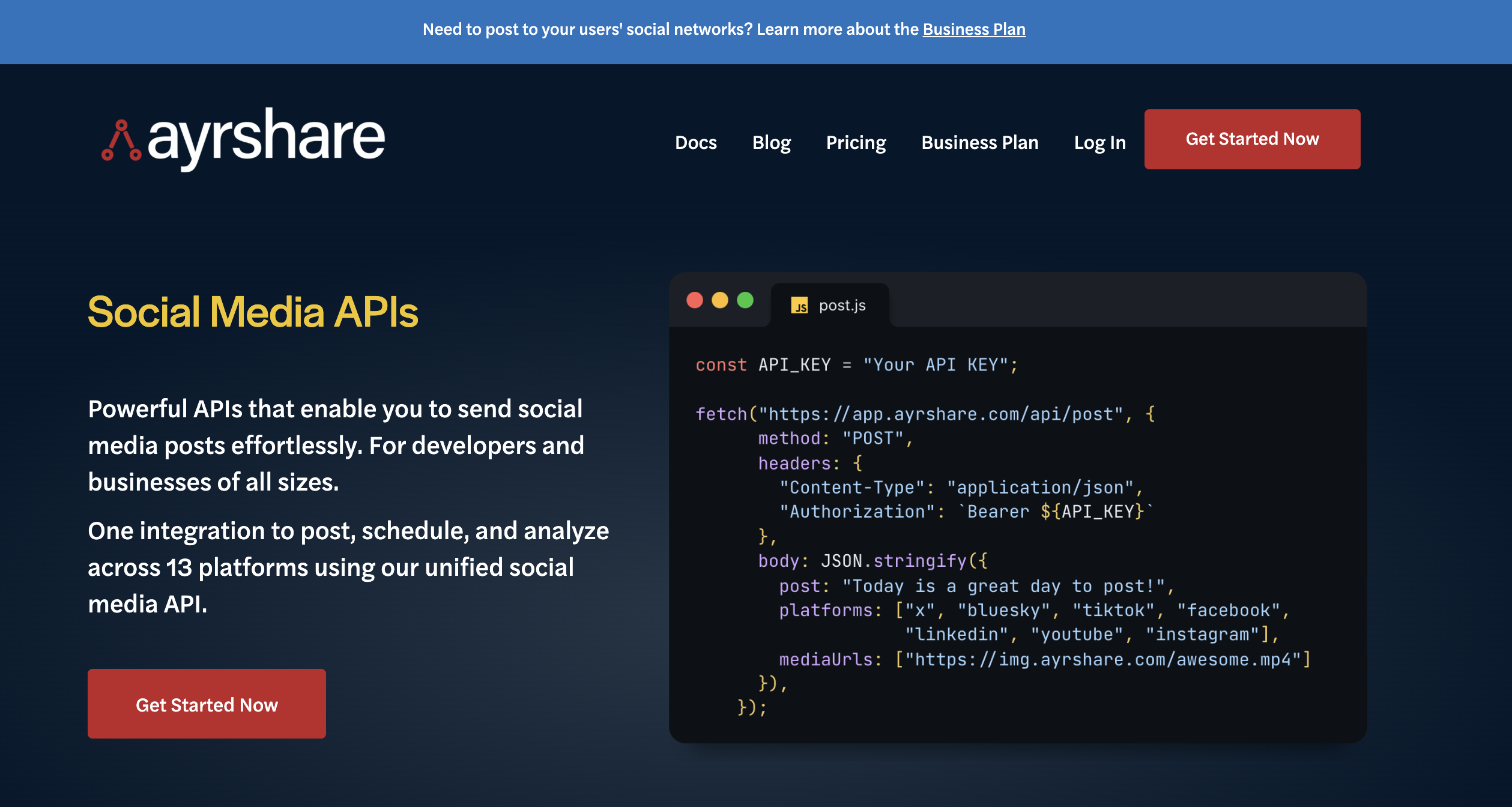 ayrshare social media scheduling tool